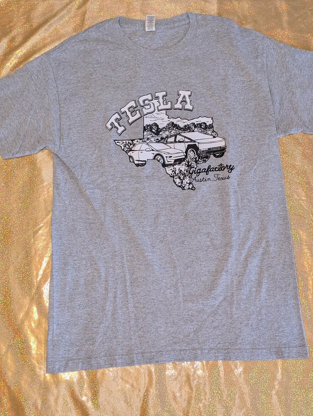Tesla Gray Gigafactory Graphic T-Shirt NEW